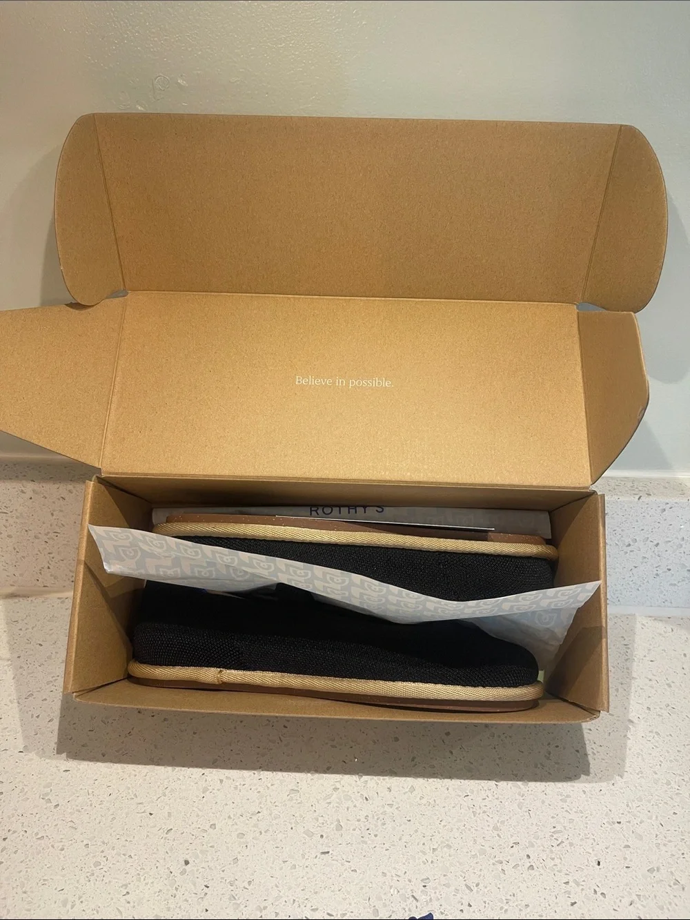 Rothy's Black Knit Mary Jane Flats with Blue Trim